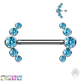 5-CZ Curve CZ Cluster Titanium Nipple Barbell (6 colors)