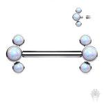 3-Opal Curve Titanium Nipple Barbell (4 colors)