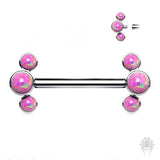 3-Opal Curve Titanium Nipple Barbell (4 colors)