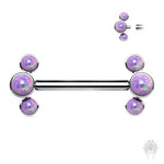 3-Opal Curve Titanium Nipple Barbell (4 colors)