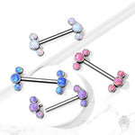 3-Opal Curve Titanium Nipple Barbell (4 colors)