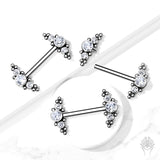 Micro Sphere CZ Cluster Nipple Barbell