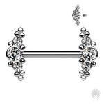 Micro Sphere CZ Cluster Nipple Barbell
