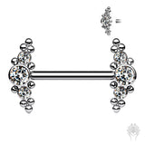 Micro Sphere CZ Cluster Nipple Barbell