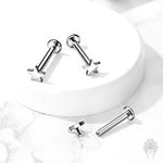 Prong Set Titanium Star Clear Gem Top & Labret Post