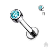 Bezel Set 3mm Round Gem Top & Labret Post