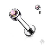 Bezel Set 3mm Round Gem Top & Labret Post