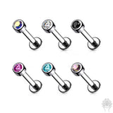 Bezel Set 3mm Round Gem Top & Labret Post