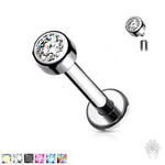 Bezel Set 3mm Round Gem Top & Labret Post