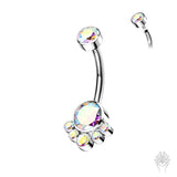 Bezel-Set CZ Cluster Titanium Navel Curve (4 colors)