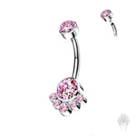 Bezel-Set CZ Cluster Titanium Navel Curve (4 colors)