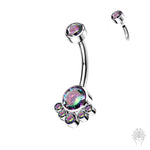 Bezel-Set CZ Cluster Titanium Navel Curve (4 colors)