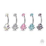 Bezel-Set CZ Cluster Titanium Navel Curve (4 colors)