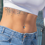 Bezel-Set CZ Cluster Titanium Navel Curve (4 colors)