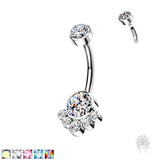 Bezel-Set CZ Cluster Titanium Navel Curve (4 colors)