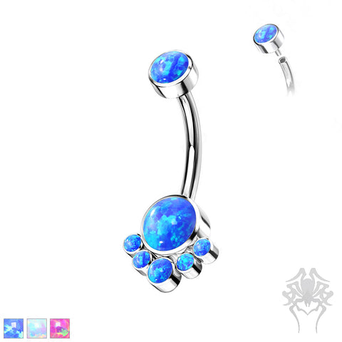 Bezel-Set Opal Cluster Titanium Navel Curve (3 colors)