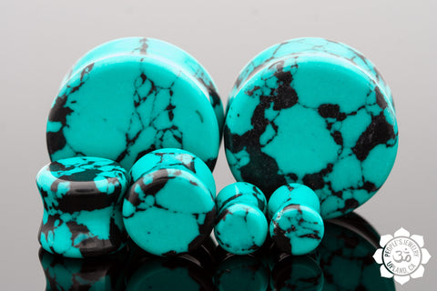 Double Flare Synthetic Turquoise Plugs