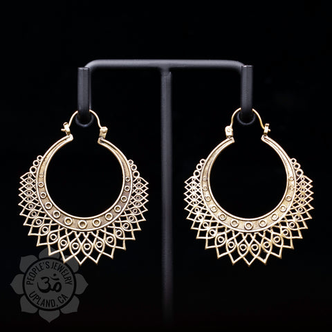 Yellow Brass Goddess Eyes Hoops