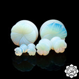 Double Flare Carved Flower Opalite Plugs (2 styles)